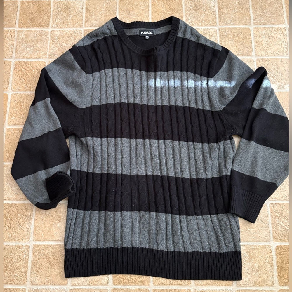 Men's Black/Gray Striped Sweater size xxl (Cart G-119)